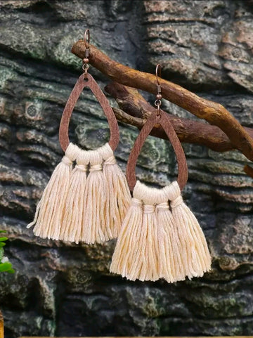 Earthbound Fringe Cream Earrings